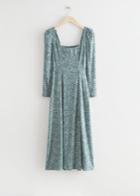 Other Stories Scoop Neck Puff Shoulder Midi Dress - Green
