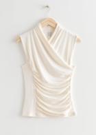 Other Stories Ruched Sleeveless Top - White