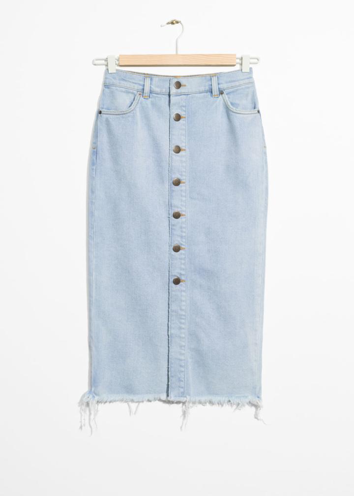 Other Stories Buttoned Denim Skirt - Blue