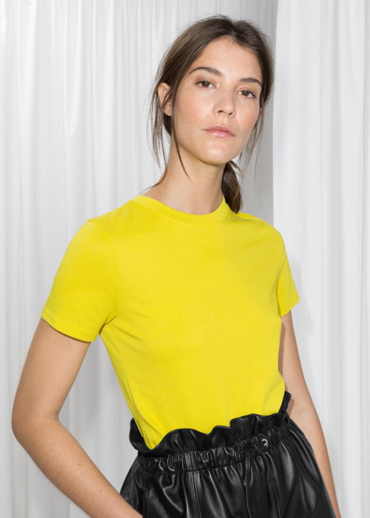 Other Stories Organic Cotton Jersey T-shirt - Yellow