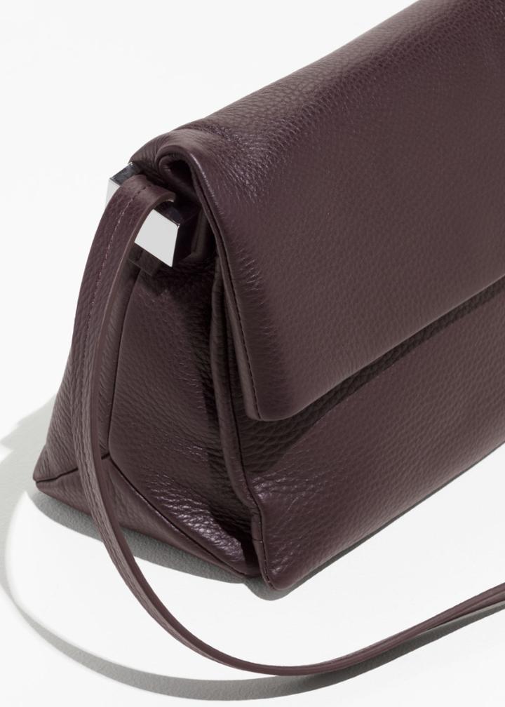 Other Stories Fold-over Suede Crossbody Bag - Red