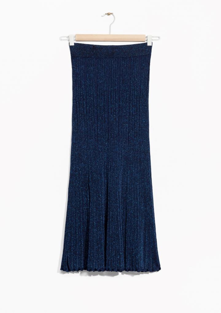 Other Stories Glittery Pleat Rib Skirt