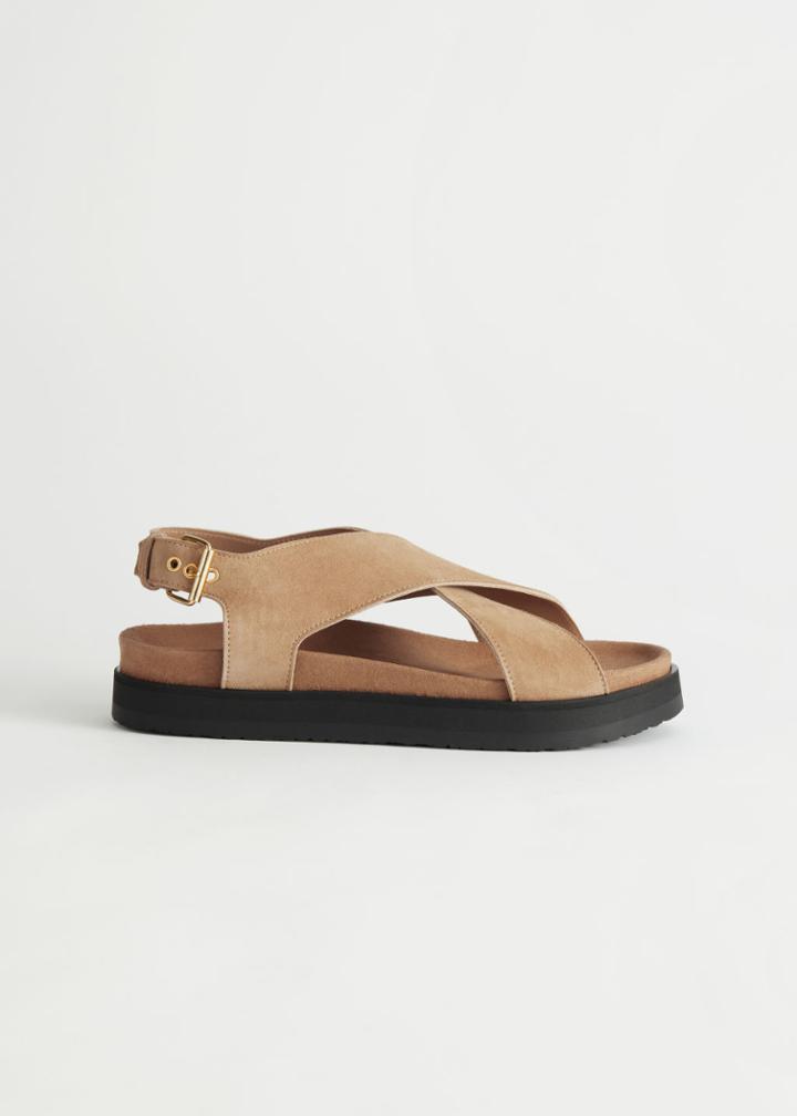 Other Stories Criss-cross Leather Sandals - Beige