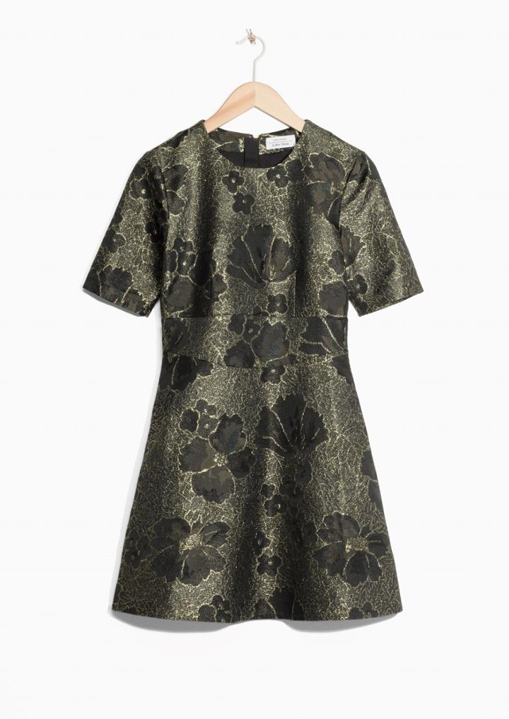 Other Stories Metallic Jacquard Dress