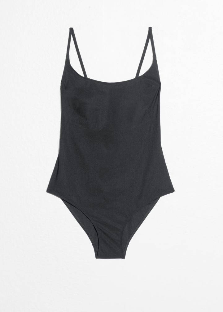Other Stories Low Back Tie Swimsuit - Black