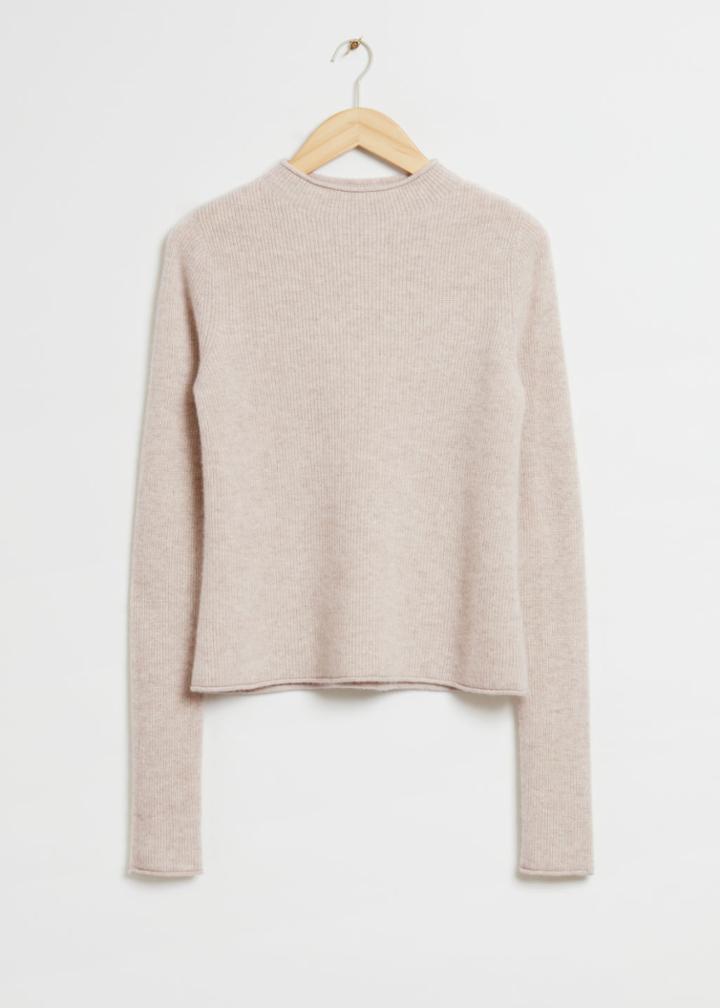 Other Stories Exaggerated Long-sleeved Cashmere Sweater - Beige