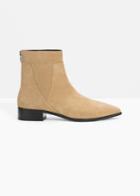 Other Stories Leather Zip Boots - Beige