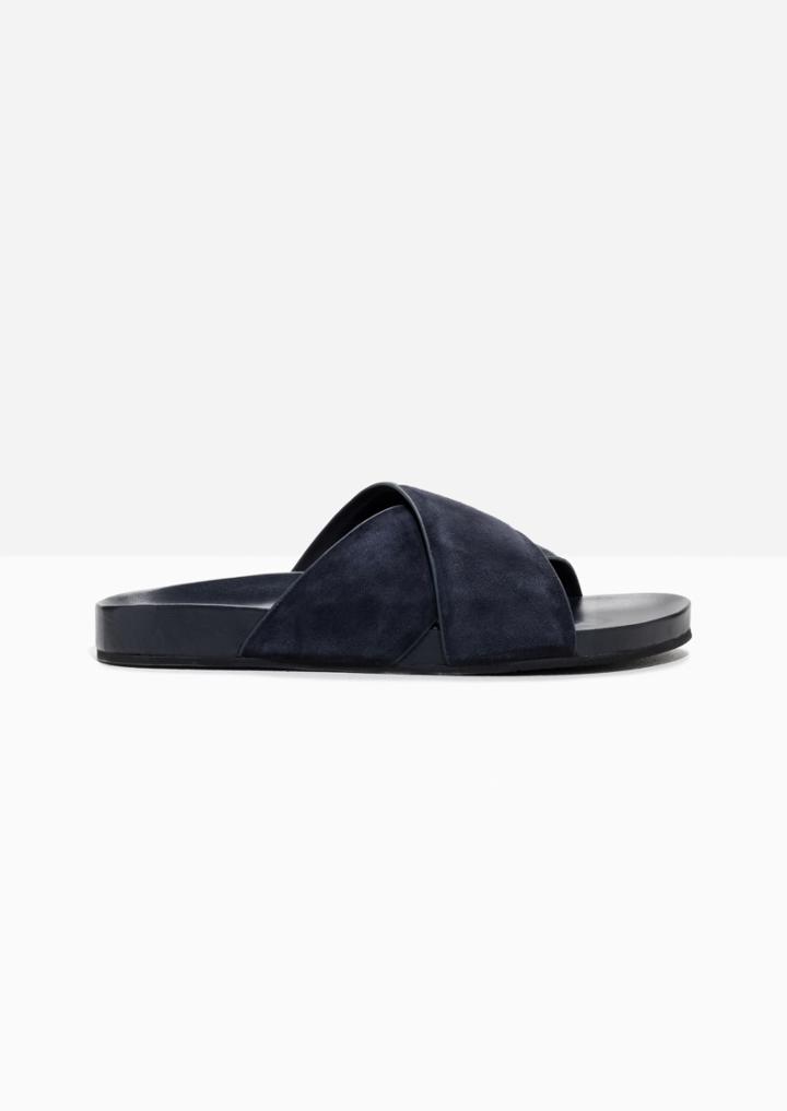 Other Stories Wide Strap Suede Slides