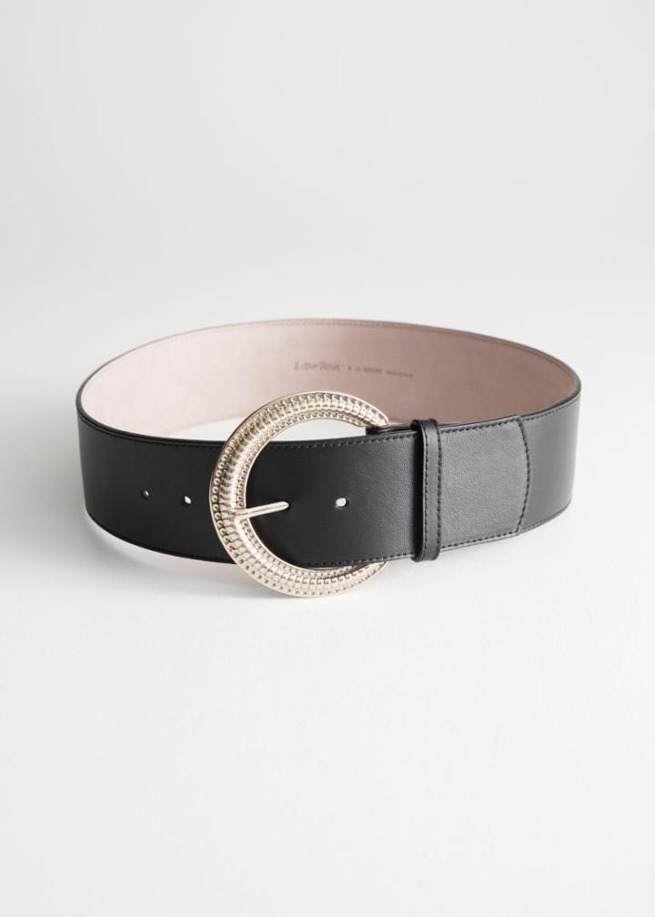 Other Stories Embossed Buckle Belt - Black