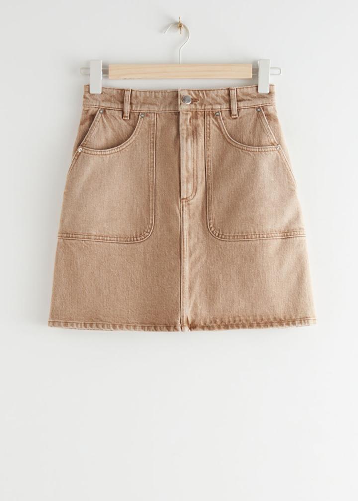 Other Stories Denim A-line Mini Skirt - Beige