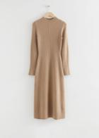 Other Stories Fitted A-line Wool Knit Dress - Beige