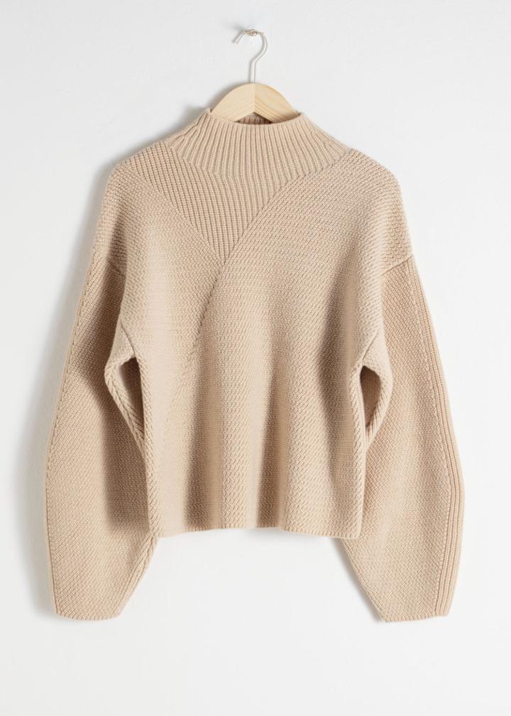 Other Stories Wool Blend Mock Neck Sweater - Beige