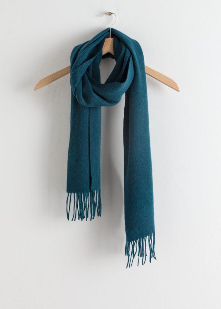 Other Stories Slim Wool Scarf - Turquoise