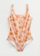 Other Stories Printed Scoop-back Swimsuit - Orange