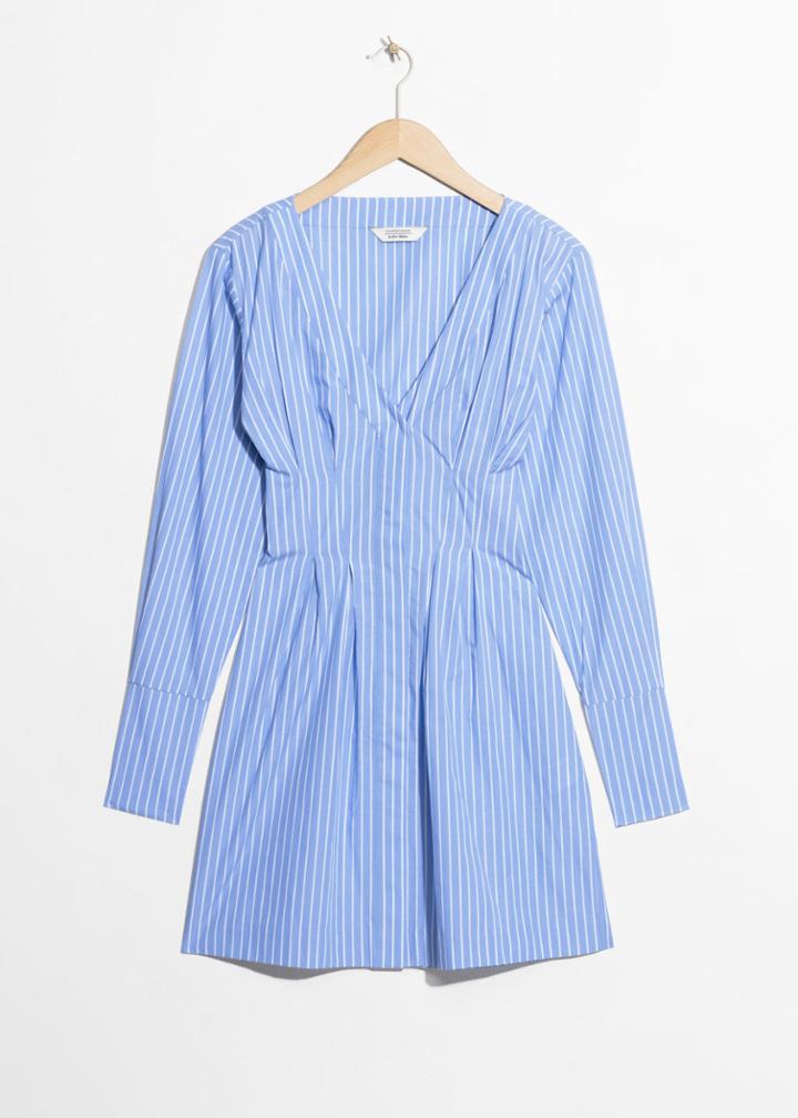 Other Stories Pin Stripe Fit And Flare Dress - Blue