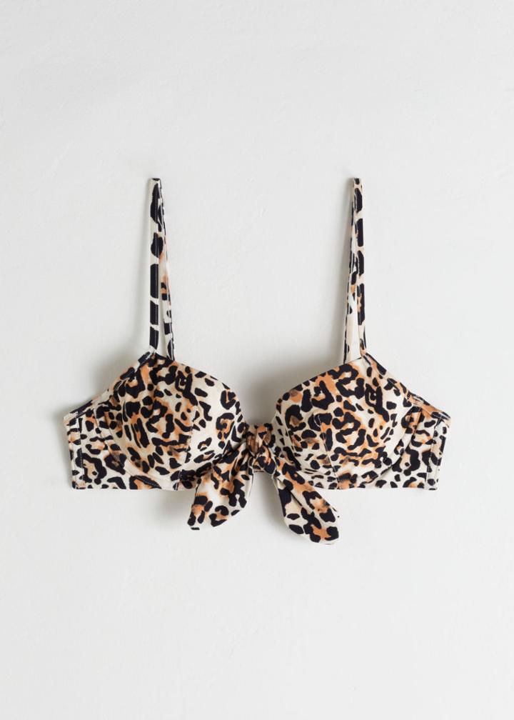 Other Stories Leopard Padded Bikini Top - White