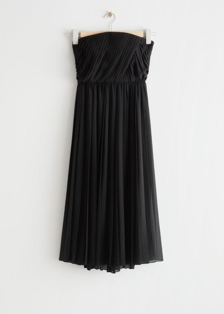 Other Stories Strapless Tube Midi Dress - Black