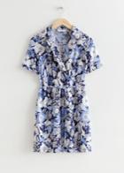 Other Stories Printed Collared Mini Dress - Blue