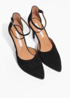 Other Stories Suede Ankle Strap Pumps - Black