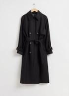 Other Stories Relaxed Wool Belted Trench Coat - Black