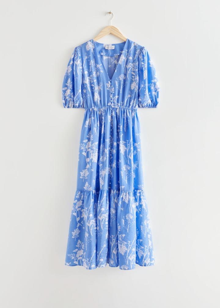 Other Stories Puff Sleeve Maxi Dress - Blue