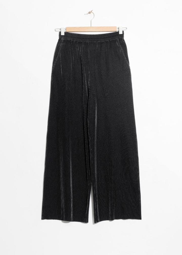 Other Stories Pleated Metallic Trousers - Black