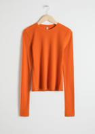 Other Stories Fitted Cotton Blend Top - Orange