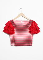 Other Stories Ruffle Sleeve Jersey Top - Red
