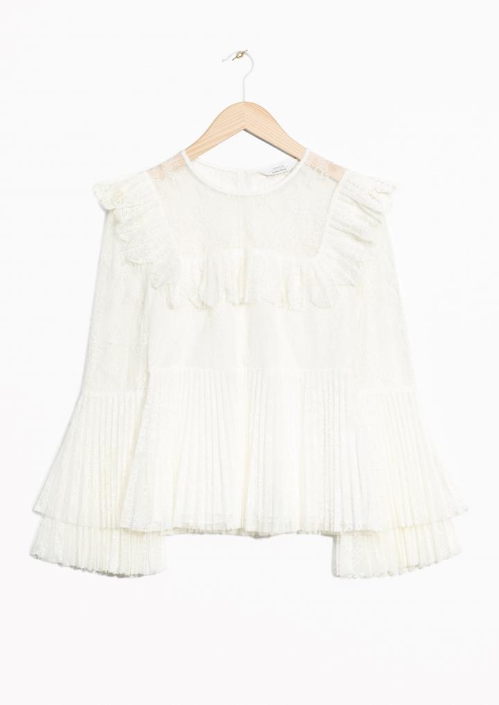 Other Stories Trumpet Sleeves Lace Top