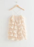 Other Stories Strappy Ruffle Mini Dress - Beige