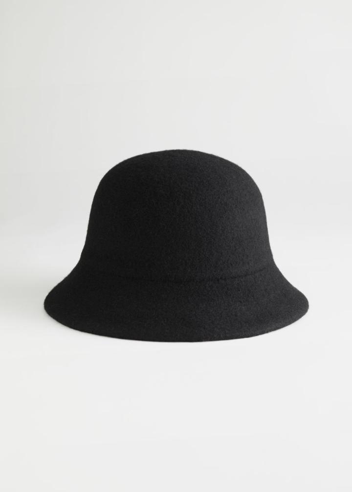 Other Stories Wool Blend Structured Bucket Hat - Black