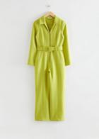 Other Stories Belted Collared Jumpsuit - Yellow