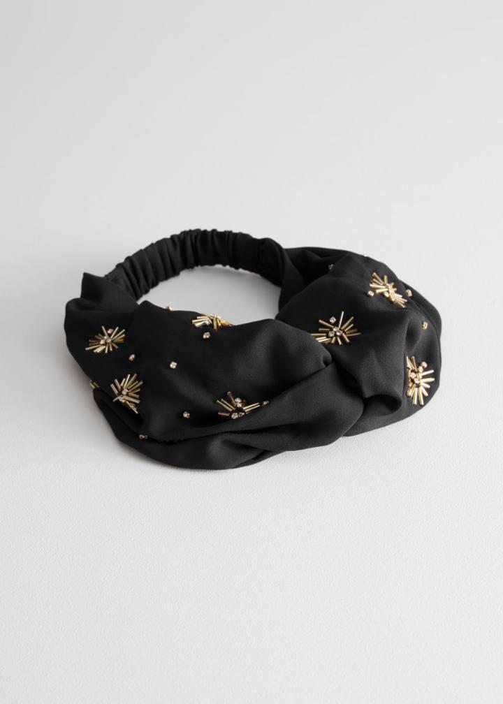 Other Stories Beaded Star Burst Hairband - Black