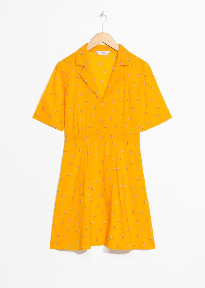Other Stories Tropical Flower Skater Dress - Yellow