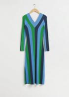 Other Stories Fitted V-neck Knitted Dress - Green