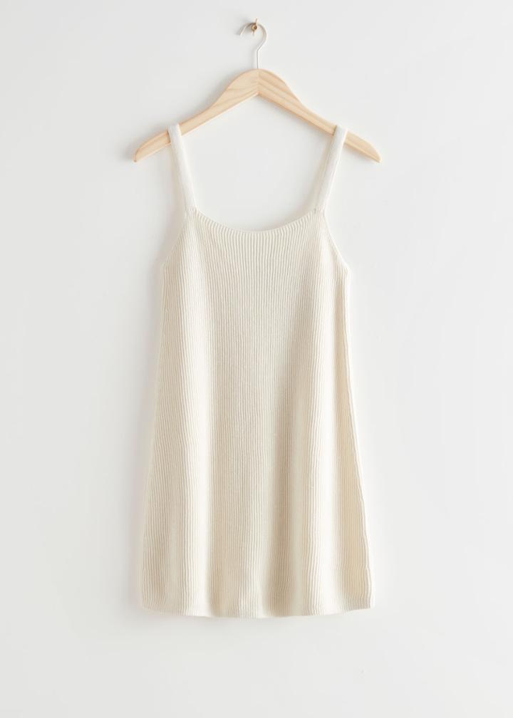 Other Stories Strappy Mini Rib Dress - White