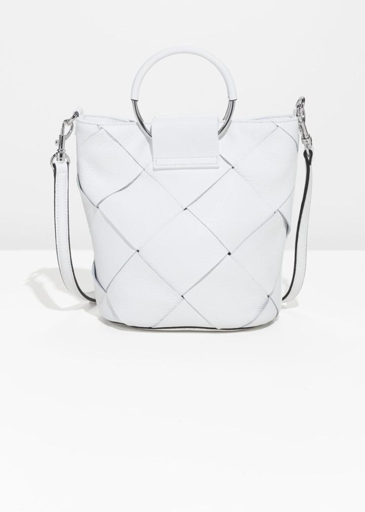 Other Stories Woven Leather Bucket Bag - White