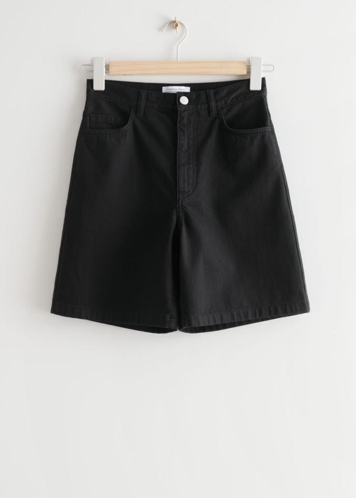 Other Stories High Waist Denim Shorts - Black