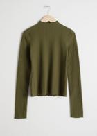 Other Stories Stretch Cotton Mock Neck Top - Green