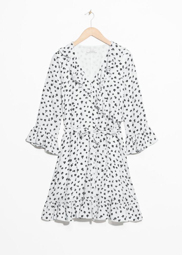 Other Stories Tie Frill Dress - White