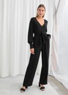 Other Stories Plunging Belted Jumpsuit - Black