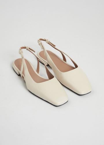 Other Stories Slingback Leather Ballet Flats - White