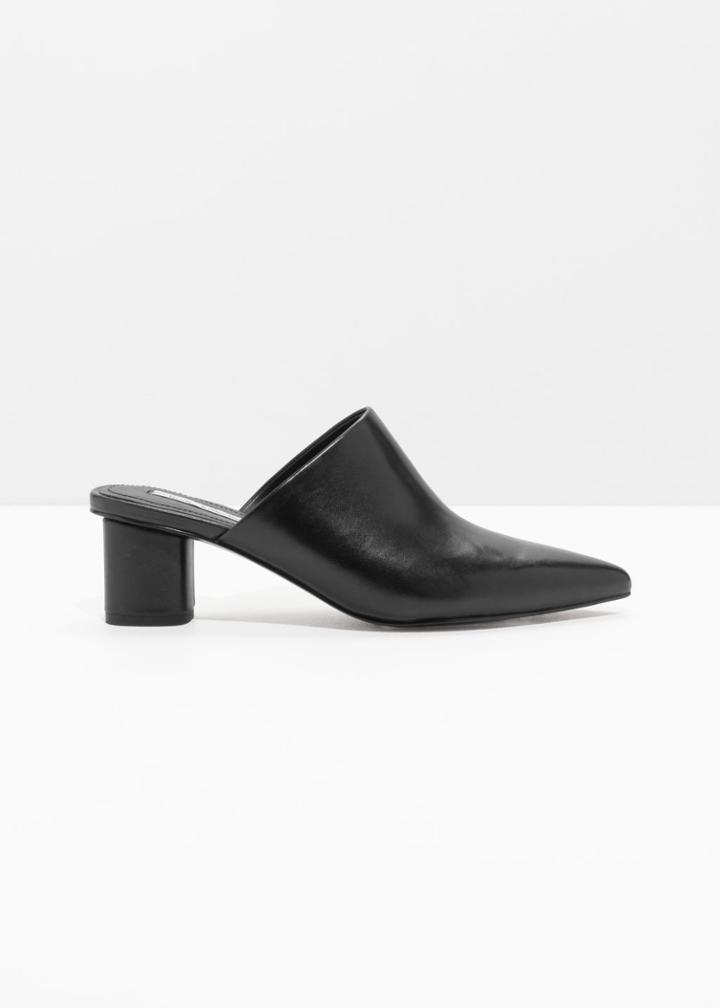 Other Stories Pointed Block Heel Mules - Black