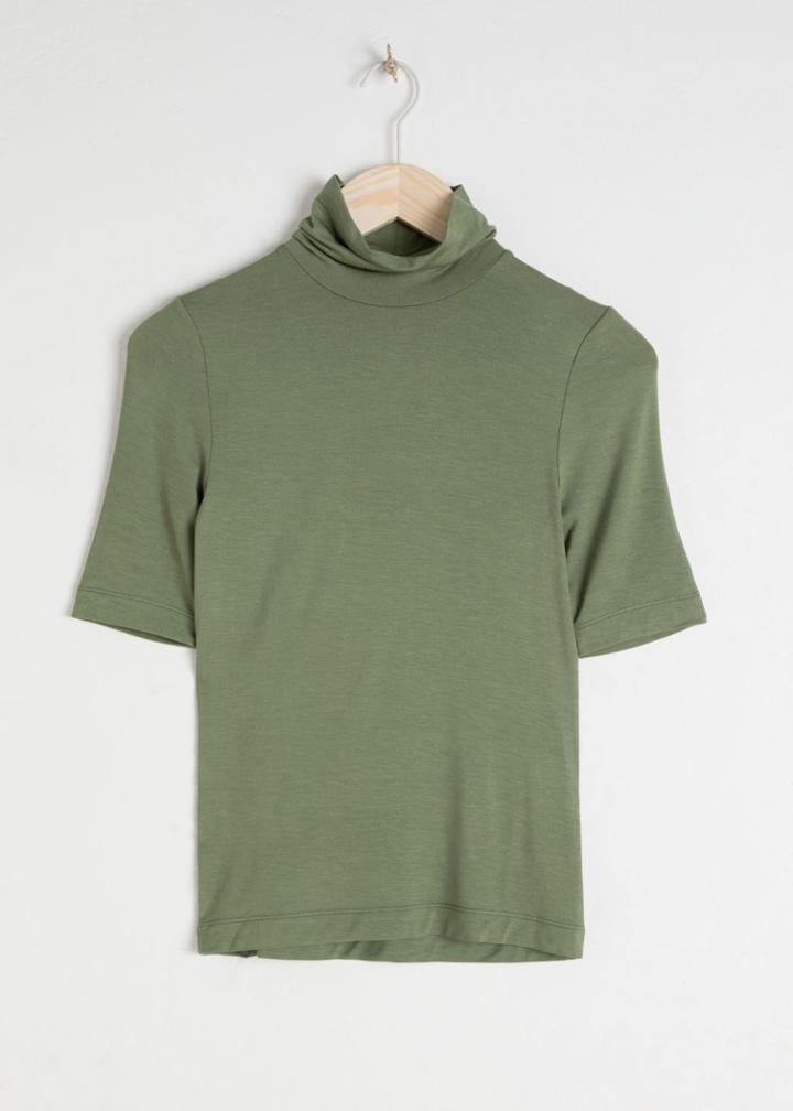 Other Stories Short Sleeve Turtleneck - Green