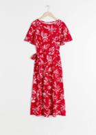 Other Stories Belted Floral Midi Dress - Red
