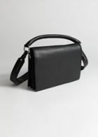 Other Stories Leather Fold Over Crossbody Bag - Black