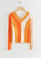 Other Stories Fitted Deep Neck Ribbed Top - Yellow