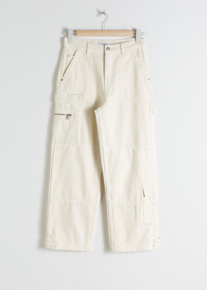 Other Stories Mid Rise Utility Workwear Jeans - White