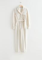 Other Stories Belted Denim Jumpsuit - White