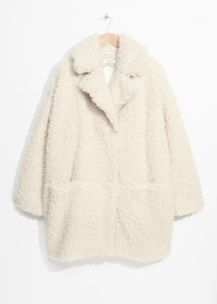 Other Stories Faux Fur Cocoon Coat - Beige